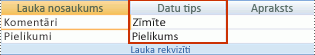 Datu tipa iestatījums