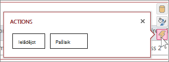 Tīmekļa datu lapas skata dialoglodziņš Darbības