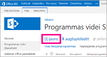 Saite Jauna programma programmu kataloga vietnes bibliotēkā Lietojumprogrammas darbam ar SharePoint