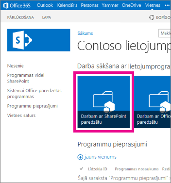 Elements Darbam ar SharePoint paredzētu lietojumprogrammu izplatīšana programmu kataloga vietnē