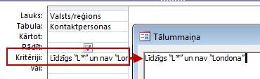 Vaicājuma noformējuma attēls, kurā tiek izmantots kritērijs NOT ar AND NOT, kam seko no meklēšanas izslēdzamais teksts