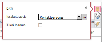 Tīmekļa datu lapas skata dialoglodziņš Dati