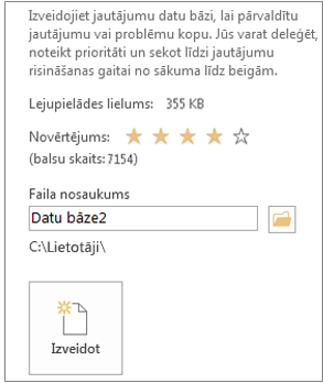 Access datora datu bāzes izveide no veidnes