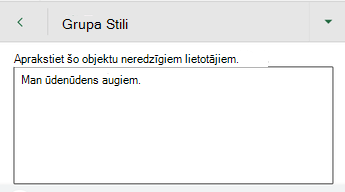 Dialoglodziņš Alternatīvais teksts programmā Excel darbam ar Android.
