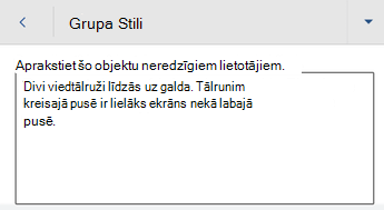 Dialoglodziņš Alternatīvais teksts programmā Word darbam ar Android.