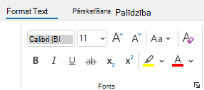 Format text group in Outlook.