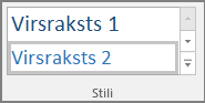 Ekrānuzņēmums, kurā redzama virsraksta stila atlasīšana izvēlnē Sākums.