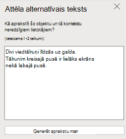 Attēla alternatīvā teksta rūts programmā PowerPoint tīmeklim.
