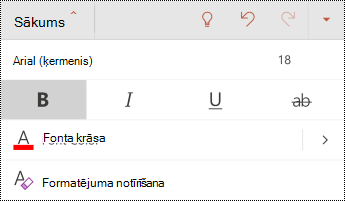 Fonta izvēlne programmā PowerPoint darbam ar Android.