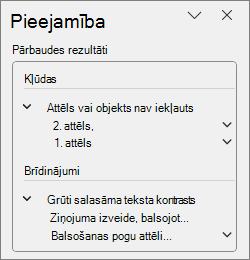 Pārbaudes rezultāti
