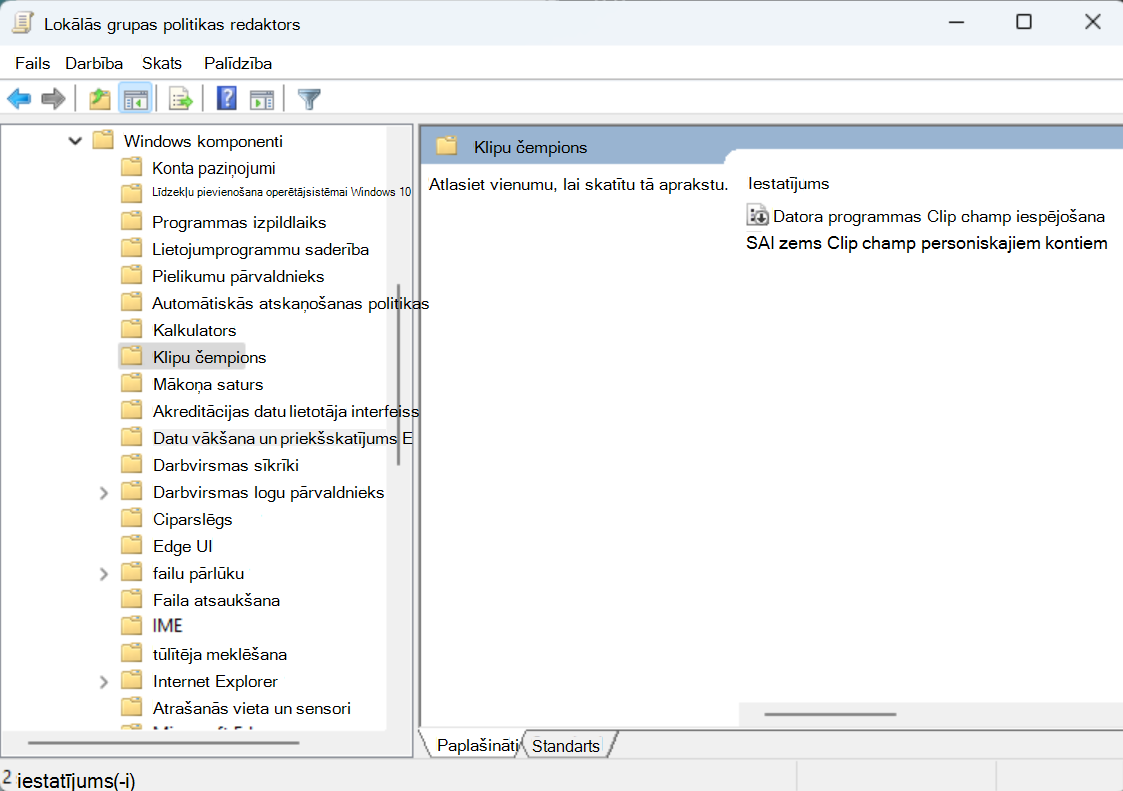 Microsoft 365 administratori var pārvaldīt piekļuvi programmai Clipchamp Windows, izmantojot Intune