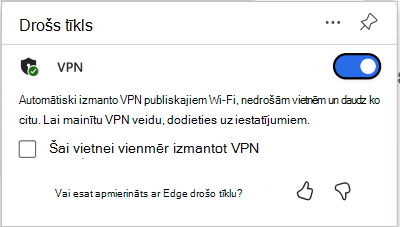 VPN pārslēgšanas ekrānuzņēmums
