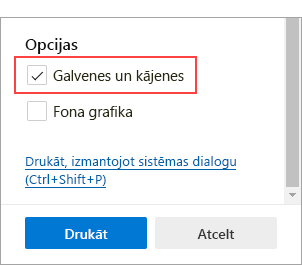 Galvenes un kājenes atlasīšana