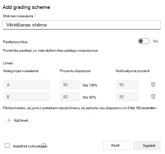 Add grading scheme