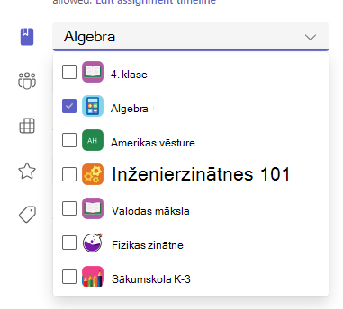 Ekrānuzņēmums ar opcijām Piešķirt.