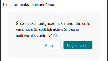 Sadarbības saites noņemšana no veidlapām