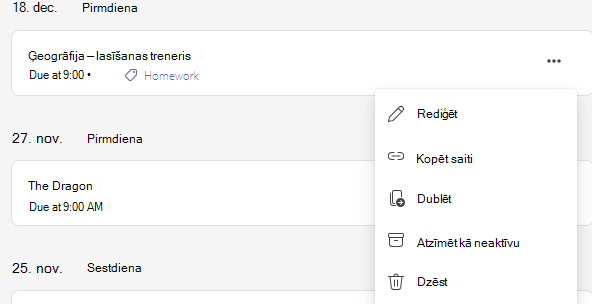 Ekrānuzņēmums ar dzēšanas opcijas atrašanās vietu.