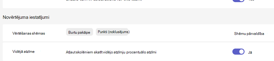 Klases iestatījumi