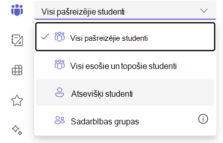 Ekrānuzņēmums ar atsevišķu skolēnu opciju.