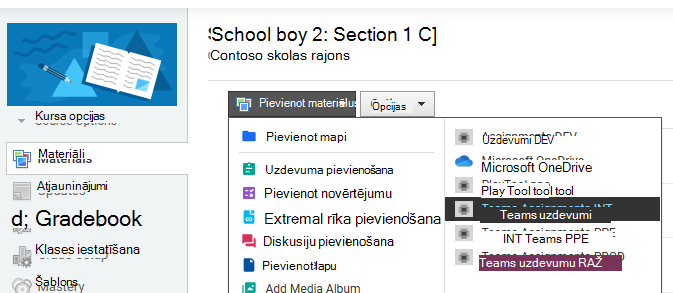 Ekrānuzņēmums ar materiāliem.