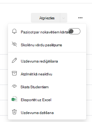 Ekrānuzņēmums ar paziņojumu opciju.