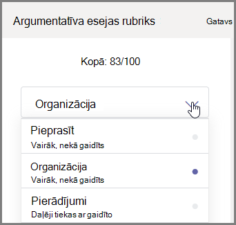Atlasiet skolēnu uzdevuma sadaļu, ko novērtēt