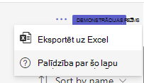 Ekrānuzņēmums, kurā redzama eksportēšanas opcija.