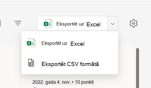 Eksportēšanas ekrānuzņēmums.