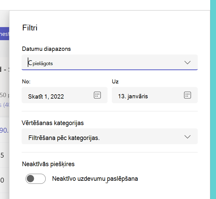 Ekrānuzņēmums ar filtriem.