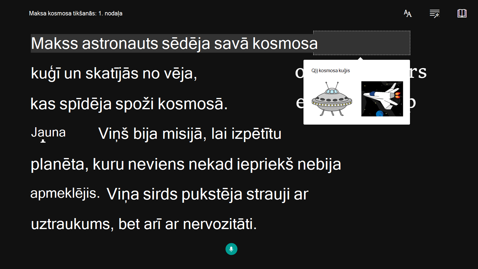 Pieejamības opcijas ekrānuzņēmums.