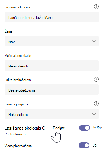 Atlasītā fragmenta ekrānuzņēmums ar papildu opcijām uzdevuma modificēšanai
