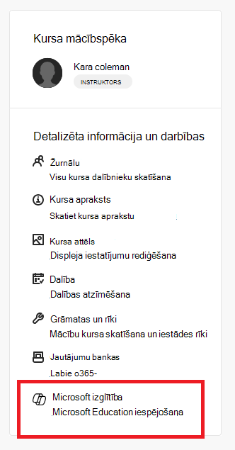 Grāmatas un rīki iespējo vienumu Microsoft Education