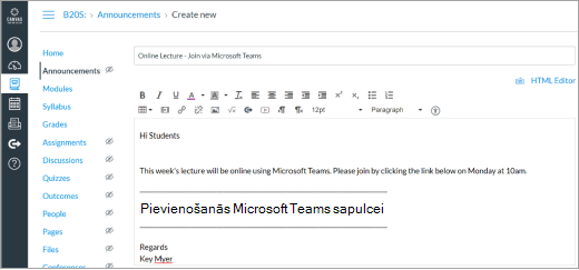 Microsoft Teams saite pamatnes ziņā