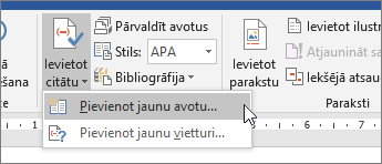 Norādiet uz Ievietot citātu un izvēlieties Pievienot jaunu avotu