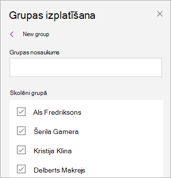 Atzīmējiet izvēles rūtiņas blakus skolēnu vārdiem.