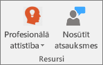 Klases piezīmju grāmatiņas cilnes grupa Resursi.