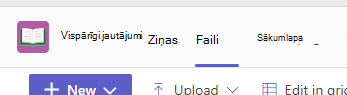 Ekrānuzņēmums, kurā redzama cilne Files kanālā Teams.