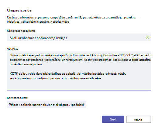 Grupas izveide