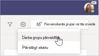 Atlasiet Pārvaldīt komandas.