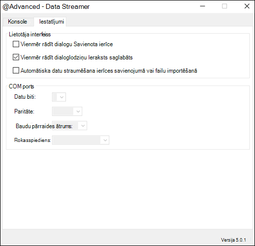 Excel pievienojumprogrammas Data Streamer papildu iestatījumi ...