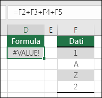 #VALUE! kļūda