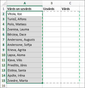 Select the cells where you want to paste your split cells