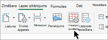 Pogas Drukāt virsrakstus ekrānuzņēmums