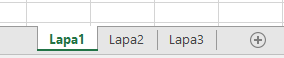 Excel darblapas cilnes, kas redzamas Excel rūts apakšdaļā