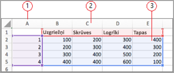 Datu lauki programmā Excel