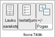 Lentes komandas grupā Rādīt