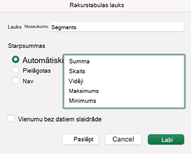 Rakurstabulas lauka pievienošana