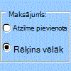 Veidlapu rīkjoslas opcijas pogas vadīklas piemērs