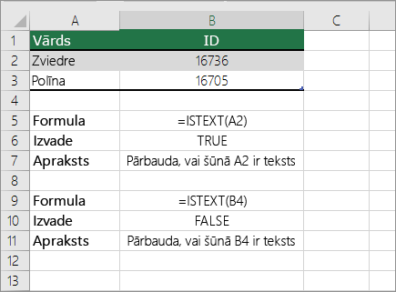ISTEXT piemēri