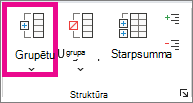 Noklikšķiniet uz Grupēt cilnē Dati